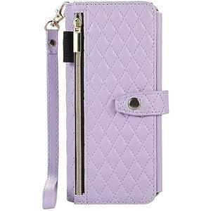 XIMAND for Samsung Galaxy Z Fold 6 Phone Case, Luxury Shockproof PU Leather, Zipper Slot Card Wallet Case, Fashion Crossbody Phone Bag (Purple)