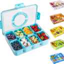 WACOI Divided Snack Serving Tray with Lid and Handle Travel Snackle Charcuterie Container Portable Storage Organizer for Candy, Fruits, Nuts, Snacks, Party, Picnic (1pack, Lake blue)