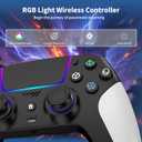 Wireless Controller for PS5 with RGB LED,TURBO, Dual Vibration, 6 Axis Gyro Sensor, Touchpad, Ergonomic for Playstation 5 Controller, Compatible with PlayStation 5/PC/Mac, Anti-Slip Black and White