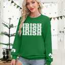 St Patricks Day Sweatshirt Women Shamrock Sweater Notre Dame Shirts Clover Top Irish Gift Long Sleeve Pullover (M)