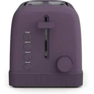 bella 2 Slice Toaster, 6 Setting Shade Control w Reheat, Cancel, Bagel & Defrost Buttons, Removable Crumb Tray, Anti Jam & Auto Shutoff, Auto Centering Guides & Cord Wrap, 900 Watt, Plum
