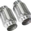 2.25 inch Exhaust Flex Pipe, 2.25" x 3.3"w, Stainless Steel Heavy Duty Double Braid Exhaust Flex Tube, 6" Overall Length, 2 Pack