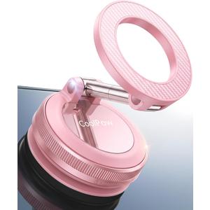 CoolpowNewest Vacuum Magnetic Phone Holder for Car Phone Holder MountMovable Vacuum Suction Magsafe Car Mount Cell Phone Holders for Your Car Accessories for Women Men for iPhone 17 16-Light Pink
