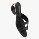 NEWBELLA Round Toe Womens Sandals, Open Toe Heeled Mules for Wide Feet (Black, Adult, Women, 7, Numeric, US Footwear Size System, Medium)