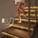 DBFAIRY 2 Pack COB Motion Sensor Strip Light Battery Operated, 6.6Ft 640 LED Cabinet Strip Lights High Bright with Sensor Lighting Mode for Wardrobe Stair Pantry Counter Cabinet Bed,2700K Warm White