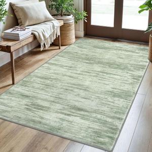 3x5 Modern Abstract Area Rug for Entryway, Lime Green Super Soft Washable Rug with Non-Slip, Low-Pile Door Mat Indoor for Living Room Bedroom, Carpet with Non-Shedding
