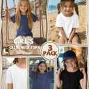 3 Pack Girls Short Sleeve T Shirts | Crewneck Tops, Loose Fit, Summer, Comfy Basic, Casual Blouse, Teen 5-14 Years, Soft, Breathable, Daily Wear