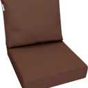 Outdoor Memory Foam Back Pillow and Seat Cushion Set with Waterproof Internal Cover for Patio Furniture, Sofa, Loveseat, Deep Seat Chair (Brown, 20"x18")