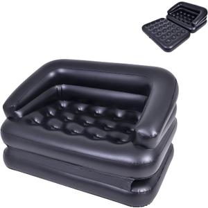 Inflatable Couch Air Sofa Bed, Blow Up Sofa for Camping Waterproof, Black