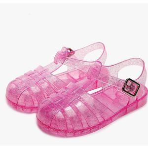 Toddler Girls Jelly Sandals Soft Rubber Sole Closed Toe Beach Summer Shoes Princess Flat 25