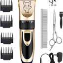 Highdas Dog Clippers for Grooming Rechargeable, Electric Dog Grooming Kit Clippers Low Noise, Cordless Quiet Dog Shaver, Pet Hair Trimmer Set for Dogs, Cats, Pets (Gold)