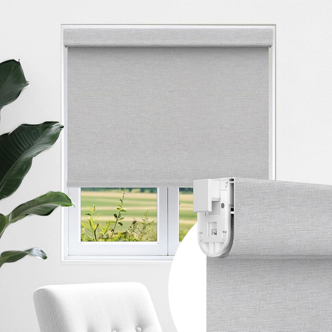 Allesin ZEN No Drill No Tools 100% Blackout Roller Shades for Windows, UV Protection, Free-Stop, Cordless Roller Blinds, Custom Blinds for Home, Office, Bedroom, Light Gray, Custom Size Allesin ZEN No Drill No Tools 100% Blackout Roller Shades for Windows, UV Protection, Free-Stop, Cordless Roller Blinds, Custom Blinds for Home, Office, Bedroom, Light Gray, Custom Size