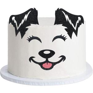 Gyufise 20Pcs Dog Cake Topper Cute Puppy Dog Ears Eyelashes Cake Pick Set for Pet Themed Baby Shower Birthday Party Cake Decorations Supplies Black