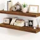 30 Inch Floating Shelves, Rustic Floating Wall Shelves 8 Inch Deep, 30 x 8 Floating Shelves for Home Decor, Deep Storage Shelves for Kitchen, Bathroom, Living Room, Rustic Brown Color, Set of 2