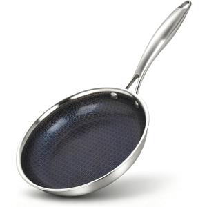 BRASA Nonstick Frying Pan 11.02-inch,Tri-Ply Stainless Steel Skillet,Honeycomb Ceramic Coating, Induction & All Cooktop Compatible,Dishwasher safe (PFOS, PFOA Free) 11.02 in