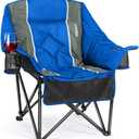 Oversized Camping Chair for Adults - Heavy Duty 400 lbs Padded Folding Chair with Wine Glass Holder, 2 Cup Holders & Side Pockets, Portable Carry Bag for RV, Tailgating, Lawn, Single Seat