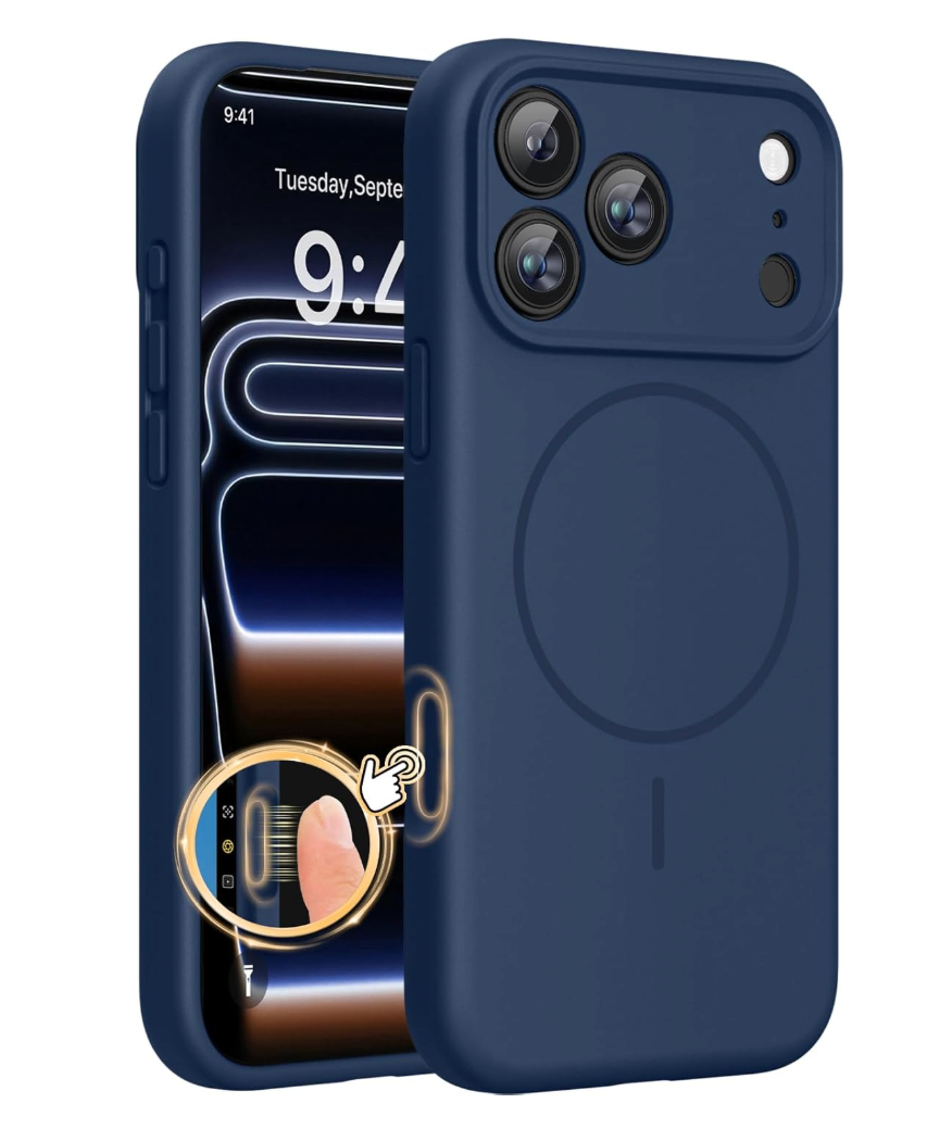 Miracase Magnetic for iPhone 17 Pro Case, Compatible with MagSafe, Integrated Silicone Camera Control Cover, 3.0mm Thicken Shockproof Drop Protection Phone Case for 17 Pro,Black