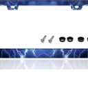 Blue Lightning License Plate Frame Funny Thunder License Plate Holder for Front or Rear Car Tags Reusable Durable Stainless Steel Car Decoration with Screws 6.3 X 12.2 Inch for Men Women