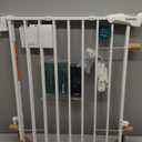 Babelio Baby Gate for Stairs, Kitchen & Doorways, 26-43" W 28" H No Bottom Bar| Easy Installation| One-Handed Operation| Auto-Close| Hardware Mount (Drill Needed) Safety Dog/Pet Gate Indoor (White)