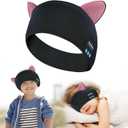 Joythink Kids Bluetooth Headband Headphones Sleep Mask Wireless Earphones Built in Thin Speaker Adjustable Sports Headset Sleep Headband for Girls Boys Toddler Children Baby Airplane Travel Study (Black)