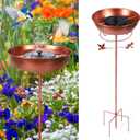 Bird Bath for Outside Solar Powered Fountain Birdbaths Freestanding Metal Bird Baths Feeder Bowl for Outdoor Birdbath Birdfeeder with Stake for Garden Patio Yard Lawn Decor, Bronze