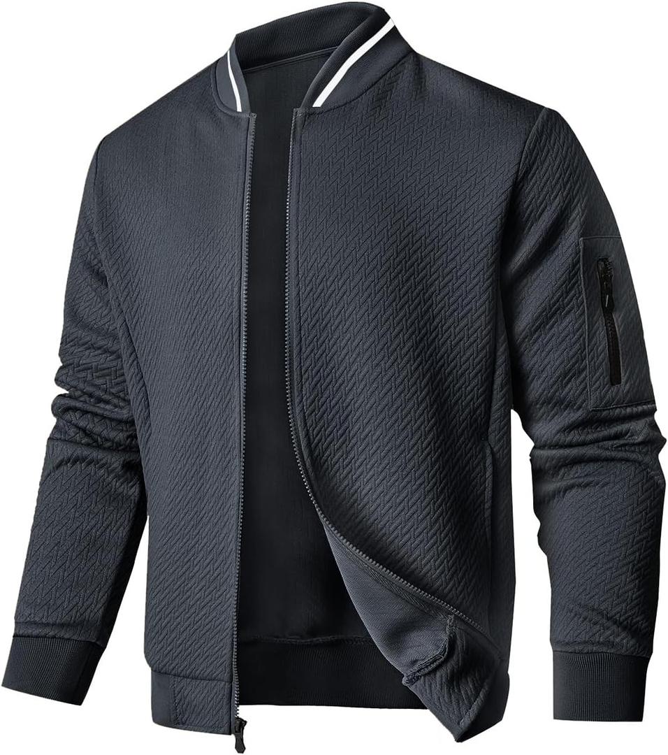 SAVKOOV Mens Loose Fit Lightweight Jacket Casual Stylish bomber Jacket (S)
