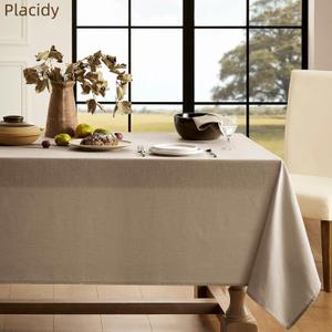 8 FT Khaki Large Tablecloths Linen Tablecloths for Rectangle Tables Patio Picnic Buffets Camping Barbecue Farmhouse Modern Neutral Fabric Tablecloth Rectangular Dining Table Cover 60x120 Inch