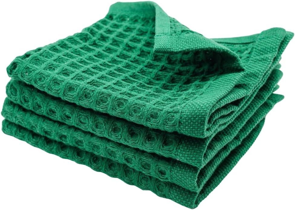 sea me at home Waffle Washcloths Set, 100% Turkish Cotton (Forest Green)