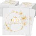 Kosiz 100 Pcs Mis 15 Quince Girls 15th Birthday Party Cocktail Napkins Unfolded 9 x 9'' 3 Ply Quinceaera Disposable Decoration Paper Table Supplies for Christmas Quinceaera Party Favors Guests, Gold