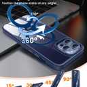 360 Rotatable Magnetic Stand for iPhone 14 pro Case Compatible with Mag-Safe 16FT Military Drop Protection, Anti-Scratch/Fingerprint Shockproof iPhone 14 pro Phone Case(Clear-Blue)
