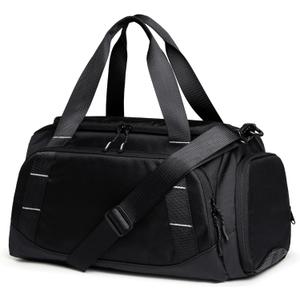 Small Gym Bag for Men, Travel Duffle Bag with Shoe Compartment, 16L Carry On Weekender Duffel Bag for Sports, Workout and Travel, Black