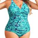 Yonique Plus Size Swimsuit One Piece Bathing Suits for Women Tummy Control Slimming Swimwear 18+, Blue Paisley