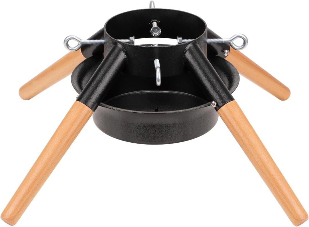 Christmas Tree Stand for Real Tree Black Metal Christmas Tree Holder for 10ft Tree Fits Up to 4.9" Xmas Tree Trunks Xmas Party Decoration