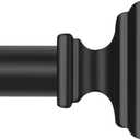 Black Curtain Rods 66 to 120 Inches(5.5-10 Feet),Decorative 3/4 Inch Diameter Drapery Rod Set with Square Finials,Size:36''-120'',Matte Black