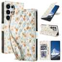 Kimiyaki for Samsung Galaxy S25 Ultra Wallet Case, Magnetic Snap Flip Leather Cover with Floral Design Credit Card Holder Stand WristbandSamsung S25 Ultra Protective Phone Case for Women