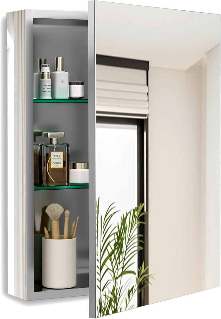 20 x 26 Inch Bathroom Medicine Cabinet with Beveled Edge Mirrored Door,Medicine Cabinet,Bathroom Mirror Cabinet,Home Medicine Cabinets with 2 Adjustable Shelves, Recessed or Surface Mount Installation