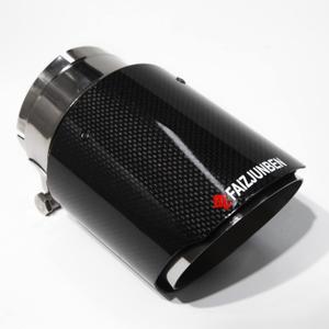 3" Intake Glossy Carbon Fiber and Stainless Steel Auto Tailpipe 4.0" Outlet Auto Carbon Fiber Exhaust Tip (Mirror black)