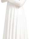 Women Praise Dance Dress High Neck Long Sleeve Dancewear Worship Liturgical Church Robe,Soft Lining (Medium, White-solid)