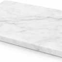KCKULLICRAFT 812 Inches White Marble Cheese & Charcuterie Serving Board  Natural Marble Cutting Board & Pastry Slab with NonSlip Feet  Premium Stone Kitchen Tray Gift.