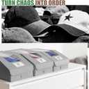 Hat Organizer for Baseball Caps, 4 Pack Stackable Hat Storage Boxes with Clear Window, Holds up to 56 Caps, Foldable Hat Organizer for Closet & Shelf, Grey