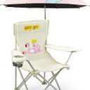 Kids Beach Folding Camping Chair - Kids Camping Chair with Outdoor Umbrella - Lightweight and Sturdy - for Beach Outdoor Camping Picnic (Pink)