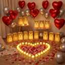 81pcs It Was Always You Light up Letters with 30 LED Candles Tea Light, 2000 Rose Petals & 35 Pearlescent Foil Balloons - Luminary Paper Bags for Anniversary Valentine's Day Decor