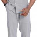 Mens Linen Sets 2 Piece Outfits Sleeveless Shirt and Pants Set Vacation Outfit for Men Summer Beach Suits, Light Gray, 3XL