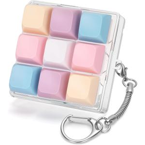 Colorful Keyboard Fidget Toys for Adults Mechanical Button Keyboard Clicker Keychain for Work Stress Relief Anxiety (9IN1-Style B)