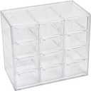 Mini Desktop Drawer Box 16 Compartments Plastic Desk Organizer Office Supplies and Jewelry Storage Box for Office, School, Cosmetic, Jewelry, Hair Clips, Small Parts, etc (12 Compartments)
