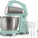 Hamilton Beach Classic Stand and Hand Mixer, 4 Quarts, 6 Speeds with QuickBurst, Bowl Rest, 290 Watts Peak Power, Blue (64658)