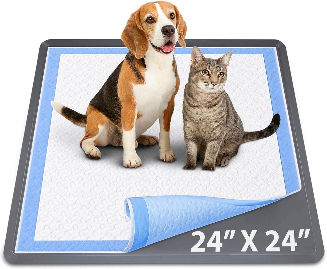 TidyFriend Dog Pee Pad Holder Tray - Fits Up to 24 x 24 Pee Pad Holder for Dogs - Stable Grip, Raised Edges, Quick-Wipe Silicone Surface Dog Pad Holder for Indoor Flooring Protection (Dark Grey) (1 Pack)