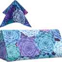 Foldable Glass Sunglasses Case, Leather Portable Eyeglass Case for Men & Women (Cactus Flowers)