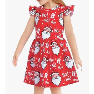 Girl Christmas Dress A Line Casual Dresses Toddler Santa Xmas Tree Candy Cane Dress Kids Knee Length Dresses (5-6 Years, Red)