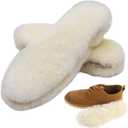 Bacophy 2 Pairs Genuine Thick Sheepskin Fleece Insoles for Women, Premium Warm Fluffy Wool Replacement Cozy Breathable Inner Soles for Shoes Boots Slippers Women, Size 7